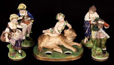 Lot 227 - A set of four Continental porcelain figures...