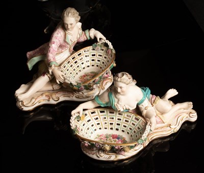 Lot 228 - A pair of Sitzendorf porcelain sweetmeat...