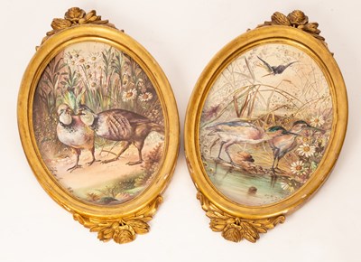 Lot 235 - WJ Thomas, two painted earthenware oval...