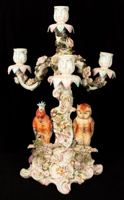 Lot 237 - A German porcelain flower encrusted four-light...