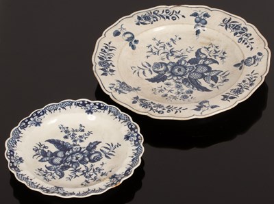 Lot 247 - Two Worcester blue and white printed Pine Cone...