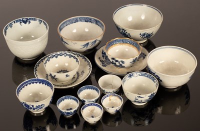 Lot 248 - A group of English 18th Century porcelain blue...