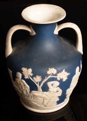 Lot 249 - A dark blue jasperware copy of the Portland...