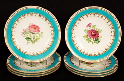 Lot 264 - A set of eight Minton plates, circa 1870, each...