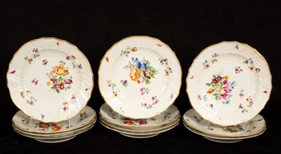 Lot 266 - Eleven Meissen neu Brandenstein plates, 19th...