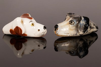 Lot 268 - A pair of Staffordshire dogs head whistles,...