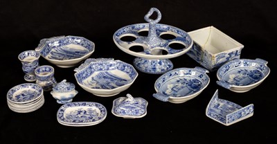 Lot 271 - A Spode blue and white Milkmaid pattern egg...