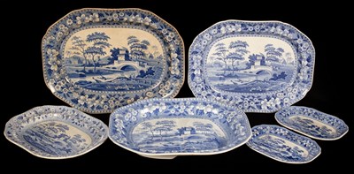 Lot 276 - A Spode Tower pattern tree and well meat plate...