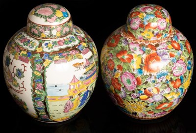 Lot 304 - Two Chinese porcelain ginger jars with lids,...