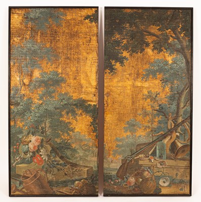 Lot 329 - A pair of French painted cupboard doors, 151cm...