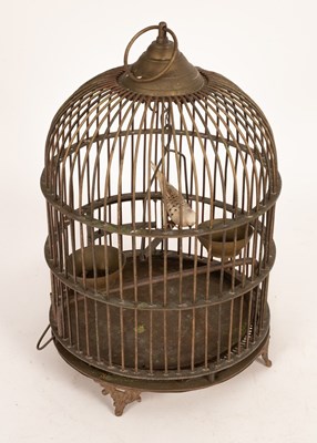 Lot 367 - A wirework bird cage of cylindrical form with...