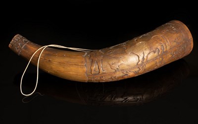 Lot 387 - A Spanish American carved horn, perhaps 18th...