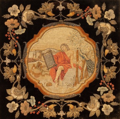 Lot 405 - An early Victorian needlework picture,...