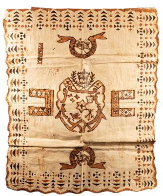 Lot 410 - A rectangular Tonga tapa cloth, a central...