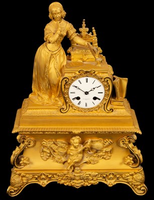 Lot 432 - A 19th Century gilt metal mantel clock,...