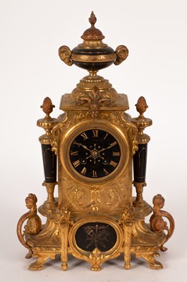 Lot 435 - A 19th Century French gilt metal mantel clock...