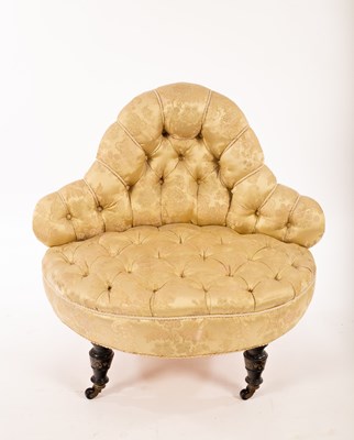 Lot 606 - A Victorian chair with button seat and back,...