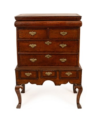 Lot 627 - A George II burr elm chest on stand with...