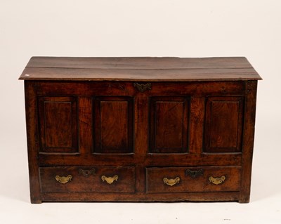 Lot 635 - An 18th Century oak mule chest with two...