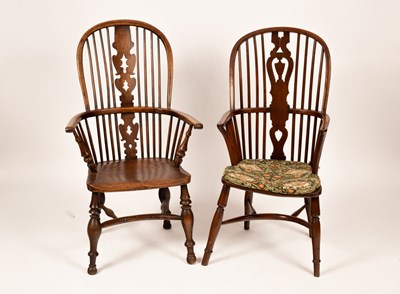 Lot 637 - Two stick and pierced splat back armchairs...