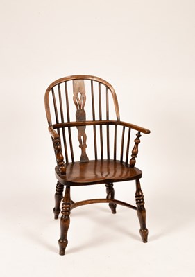 Lot 640 - A stick and pierced splat back armchair with...