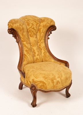 Lot 643 - A Victorian walnut chair with ribbed scroll...