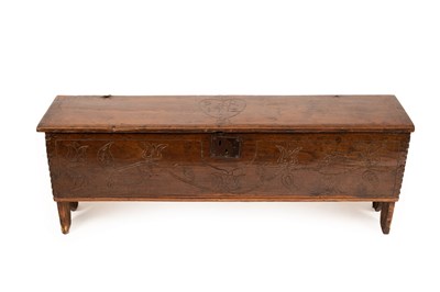 Lot 659 - An early 18th Century oak sword chest, the...