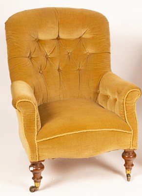 Lot 663 - A Victorian upholstered armchair on turned...