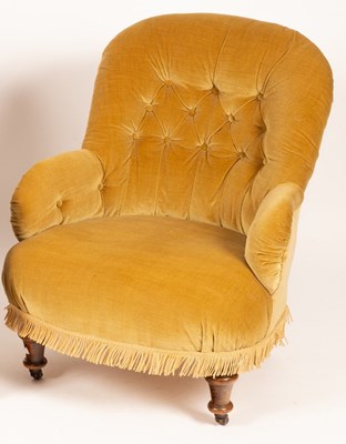 Lot 667 - A Victorian upholstered chair on turned front...