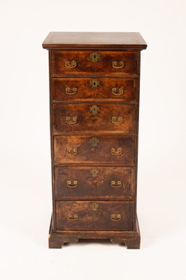 Lot 729 - A Queen Anne style walnut tall chest of six...