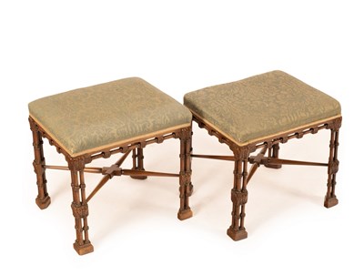 Lot 742 - A pair of mahogany stools, George III style,...