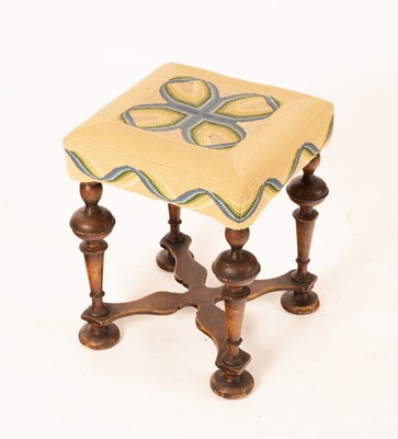 Lot 755 - A walnut stool, William and Mary style, the...