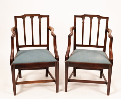 Lot 774 - A pair of George III mahogany armchairs, circa...