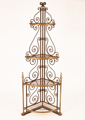 Lot 784 - A wrought iron and brass boulangerie corner stand