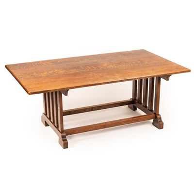 Lot 787 - An oak refectory type dining table, the top...