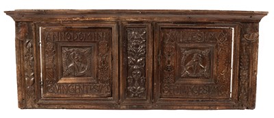 Lot 790 - A 16th Century carved oak overmantel (or upper...