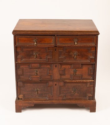 Lot 791 - A 17th Century oak chest of drawers, the two...