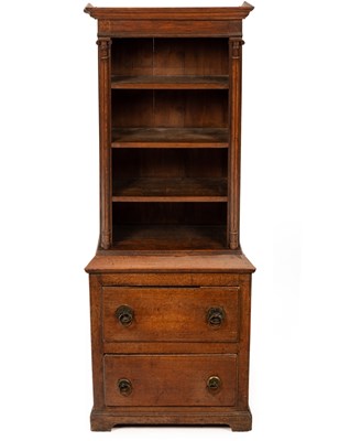 Lot 794 - A country made oak bookcase with two drawers...