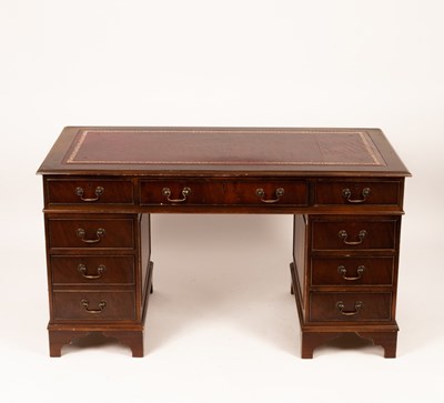 Lot 796 - A reproduction pedestal desk, the three drawer...