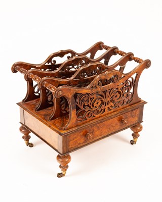 Lot 800 - A Victorian walnut music Canterbury fitted a...