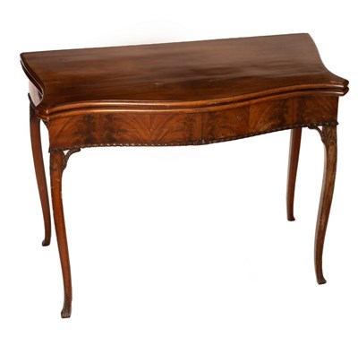 Lot 811 - A George III mahogany serpentine card table,...