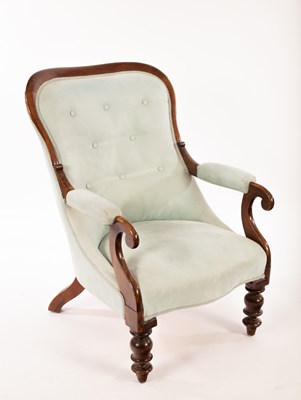 Lot 817 - A Victorian button back open armchair, with...