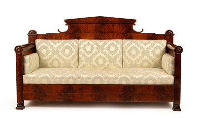 Lot 820 - A Biedermeier flame mahogany sofa, with...