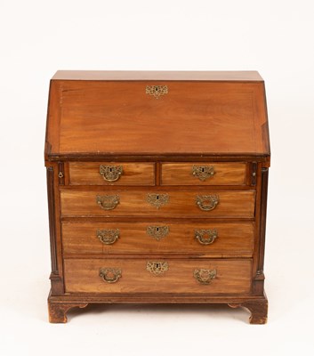 Lot 821 - A George II mahogany bureau, the fall...