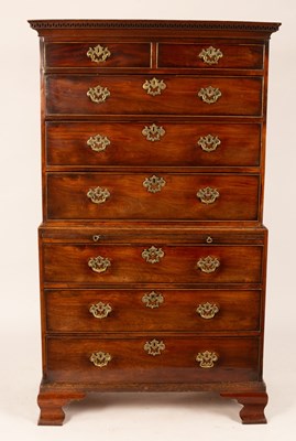 Lot 837 - A George III mahogany chest on chest, the...