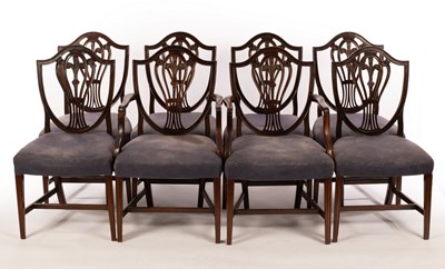 Lot 841 - A set of eight shield back dining chairs (6 + 2)