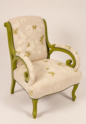 Lot 850 - A modern painted and upholstered armchair,...