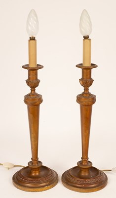 Lot 892 - A pair of table lamps of Neoclassical column...