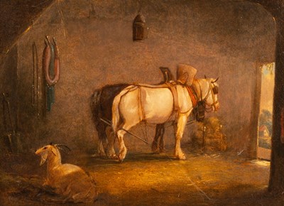 Lot 950 - Follower of George Morland/Cart Horses in a...