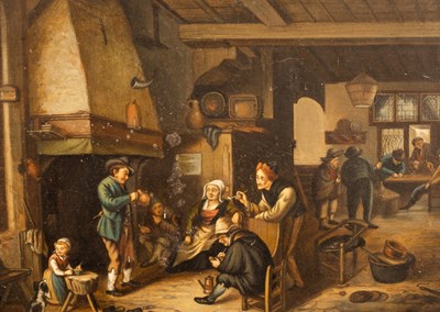 Lot 961 - After Adriaen van Ostade/Tavern Interior/oil...